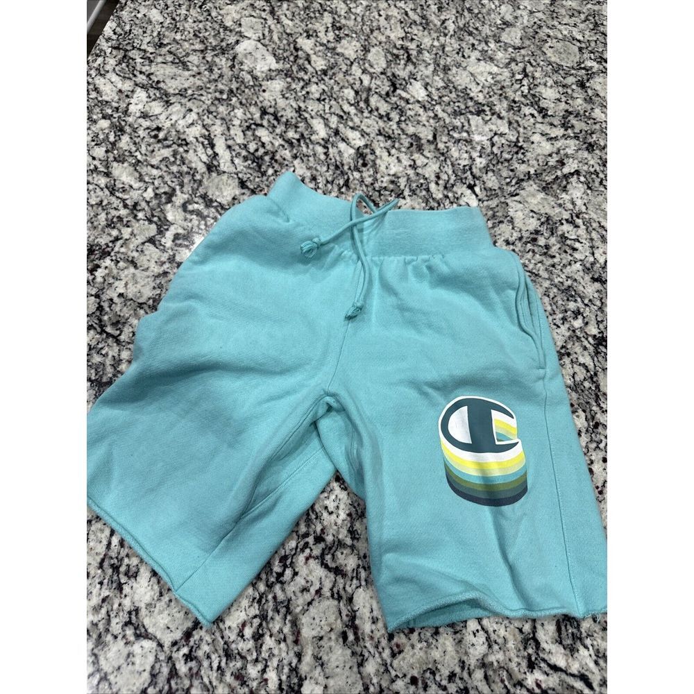 Vintage Champion Reverse Weave Sweat Shorts Mens Small Aqua Blue Rare color‎